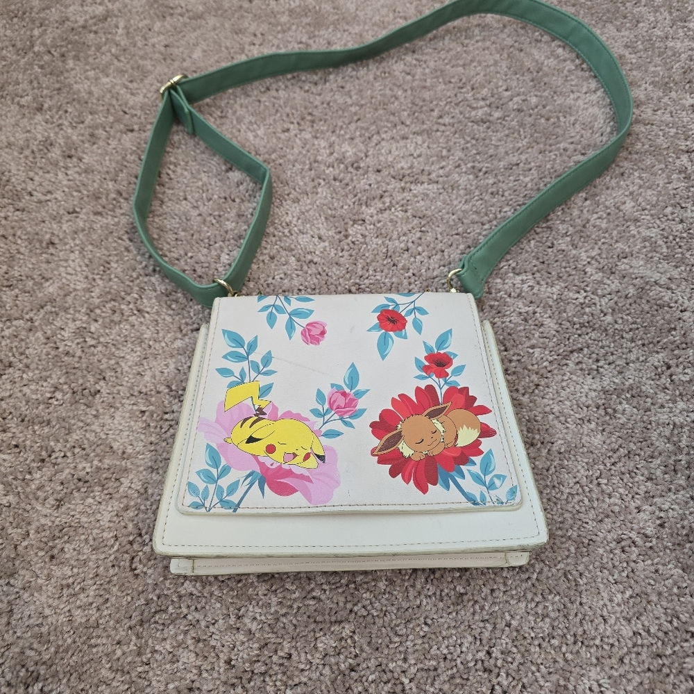 Pokemon Sleepy Pikachu and Eevee Loungefly Crossbody Bag